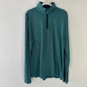KENNETH ROBERTS Mens Long Sleeve Fine Gauge Cotton 1/4 Zip Sweater NEW XL Green